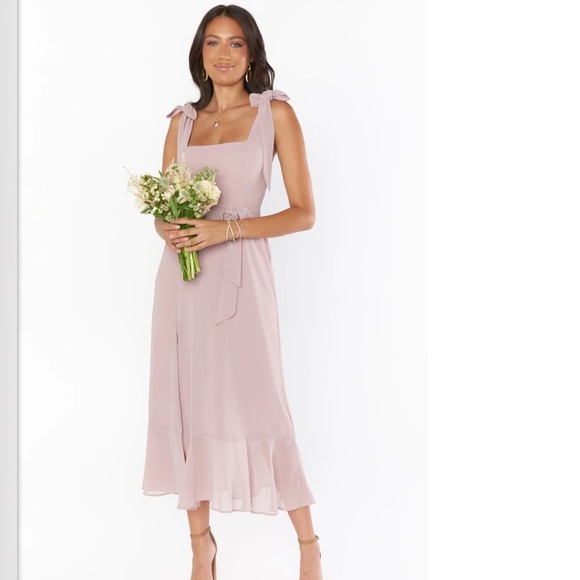 Show me your MuMu | Claire mauve antique rose midi dress Women’s size S smocked - Picture 11 of 12